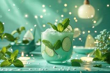 Poster - Luminous Mint Atmosphere for a Cheerful Background and Stylish Wallpaper Design