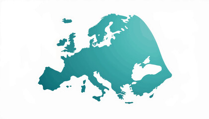 Poster - Turquoise globe illustration of Europe in flat design, minimalist art