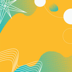 Poster - Summer Themed Abstract Blue and Yellow Dithered Gradient Frame Background with White Lines Decoration