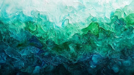 Poster - A mesmerizing abstract sea gradient, where emerald hues melt into aquamarine, symbolizing underwater peace.