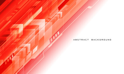 Poster - Abstract red arrow cyber dynamic geometric technology futuristic on white blank space design modern background vector