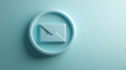 Poster - Blue Email Icon within Circular Frame on Soft Teal Background for Digital Communication Concepts