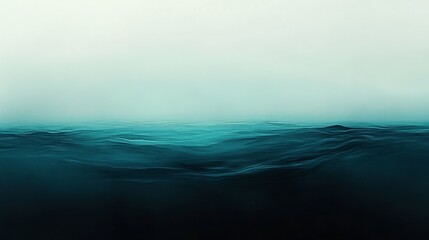 Poster - Serene endless-sea abstraction with a seamless gradient of deep black fading into aquamarine, evoking underwater tranquility