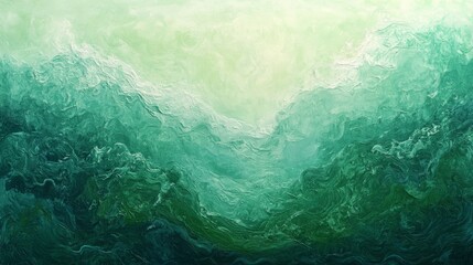Poster - Serene endless-sea abstraction with a seamless gradient of lush green fading into aquamarine, evoking underwater tranquility