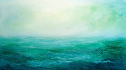 Poster - Serene endless-sea abstraction with a seamless gradient of lush green fading into aquamarine, evoking underwater tranquility