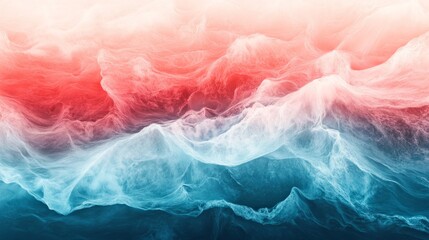 Poster - Soft, infinite ocean abstraction with a seamless red-to-aquamarine gradient, radiating peace and depth