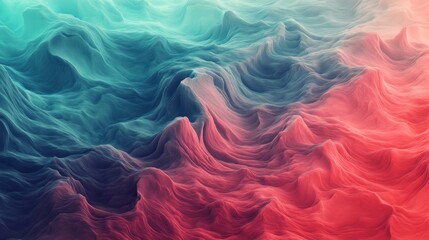 Poster - Soft, infinite ocean abstraction with a seamless red-to-aquamarine gradient, radiating peace and depth