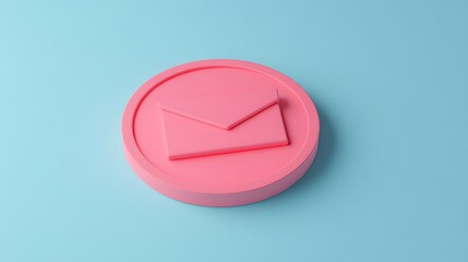 Poster - Bright Pink Mail Icon on Soft Blue Background for Modern Communication Visuals in Creative Projects