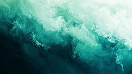 Poster - Underwater serenity expressed through an abstract gradient of rich green melting into cool aquamarine, endless and calm.