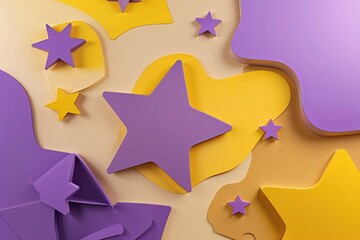 Poster - Vibrant Yellow and Beige Gradient Background with Abstract Purple Star Pattern