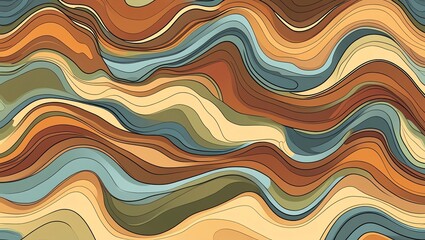 Wall Mural - abstract wavy lines in earthy tones: a modern art print