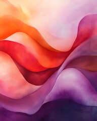Poster - Abstract fluid shapes of orange to purple gradient, textured layers