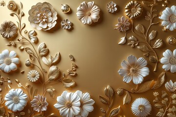 Poster - Elegant Gold Floral Background for Contemporary Business Design