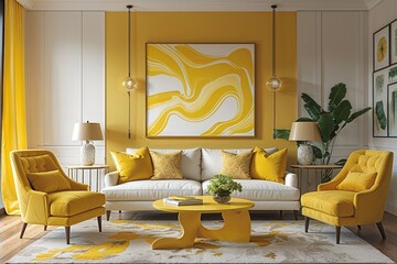 Poster - Bright Yellow Abstract Art for Contemporary Home Decor
