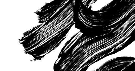 Poster - Brushstrokes dance across the canvas in a bold black and white texture interplay creating a striking visual rhythm of creativity