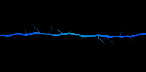 Poster - Electric blue crack of water glimmers against a black backdrop in a mesmerizing abstract representation of fluidity and energy