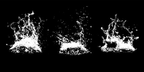 Poster - Dramatic water splash showcasing dynamic movement and intricate patterns against a stark black background