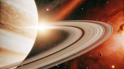 a glowing planetary disk floating in deep space, surrounded by cosmic nebulae and distant stars, off