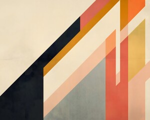 Poster - Abstract geometric design with retro color palette; art deco style