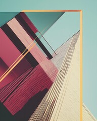 Poster - Abstract geometric architecture with lines and modern design, cool tones