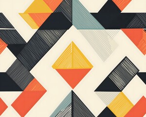 Poster - Abstract geometric pattern with retro color triangles and line texture