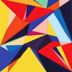 Poster - Abstract Geometric Design with Vibrant Primary Colors and Angular Shapes