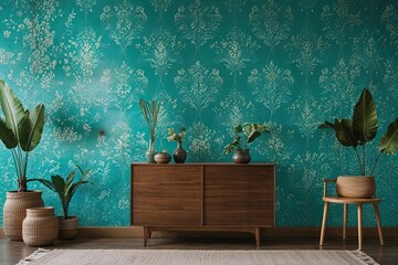 Poster - Bright Turquoise Wallpaper Backdrop for Effortless Product Display