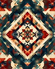 Poster - Abstract Geometric Pattern with Earthy Tones and Angular Design