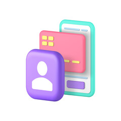 Poster - Online banking smartphone application payment contact transaction 3d icon realistic vector illustration. Internet bank financial user account mobile phone app cashless paying e money transfer