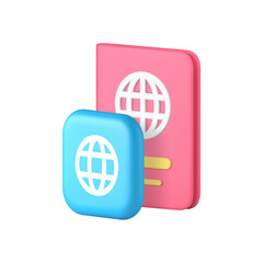 Poster - Passport personal data identification global international travel 3d icon realistic vector illustration. Person legal information official visa immigration citizenship id detailed datum identity