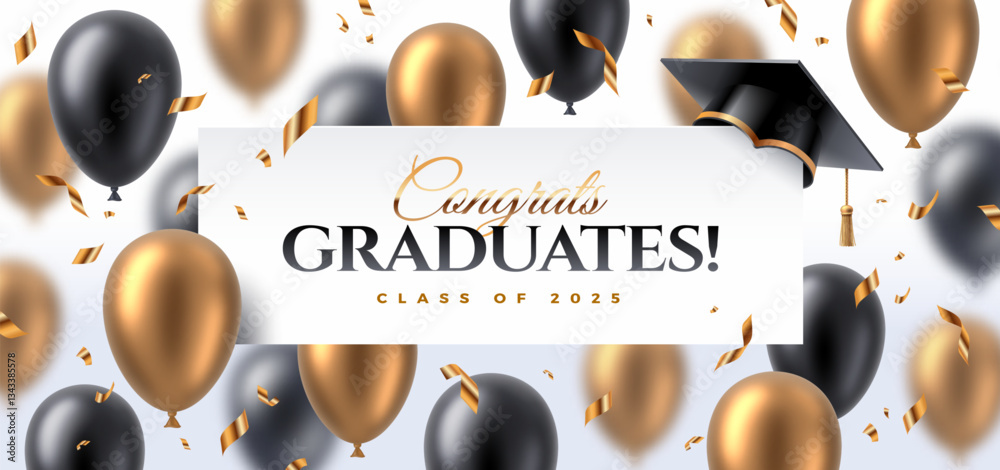 Congrats graduates class of 2025. Greeting card design with graduation ...