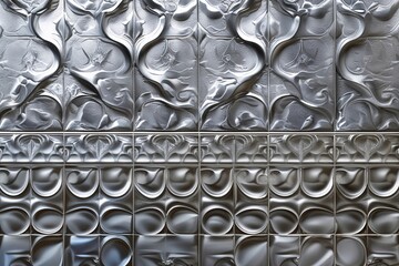 Poster - Stylish Silver Tile Background Texture and Pattern for Design Projects