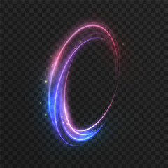 Poster - Bright colorful portal light swirl. Blue pink light around teleport podium. Magic gate in fantasy game. Glow for game interface design. Vector 10 EPS