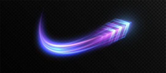Poster - High-tech concept of a glowing arrow moving in the direction of increase. Dynamic high-speed streaming data traffic.. Adobe Illustrator Artwork