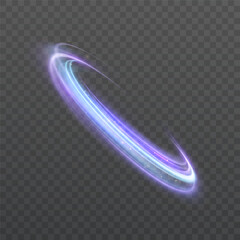 Poster - Dynamic blue lines of light with glow effect. Rotating light shiny half rings. Abstract sparkling dynamic light speed lines. Vector 10 EPS	