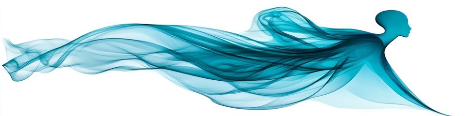 Poster - Abstract Blue Smoke Shape, Dynamic Wave Motion, Light and Shadow Effects on White Background.