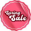 © zmiter - Spring sale round pink sticker isolated on white. Price sticker, sale sticker, price tag, retro label, sale or discount sticker, promotional badge set, shopping label png. Spring sale poster, banner