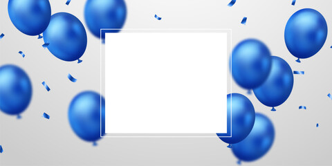 Wall Mural - beautiful blue 3d balloons illustration background vector banner template