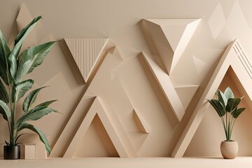 Poster - Modern Business Design with Minimalist Beige Background and Triangular Patterns