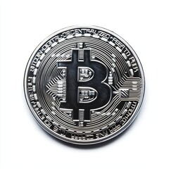 Poster - Shiny Bitcoin Coin on a Digital Circuit Design with Cryptocurrency Conceptual Background