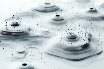 Aufkleber - Abstract representation of a landscape with layered topography and dots