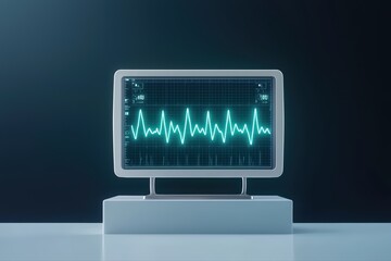 Poster - High-Tech Heart Rate Monitor Displaying Patient Data in Modern Hospital Setting
