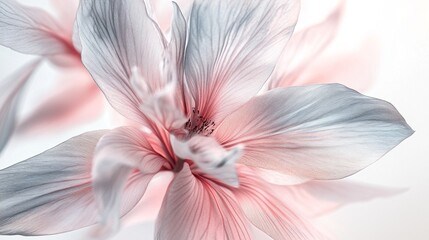 Poster - A stunning flower with soft pink and white petals blooms gracefully, surrounded by a gentle glow. Its intricate details capture the essence of nature's delicate artistry