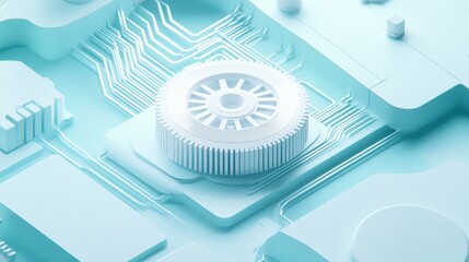 Poster - Sleek Futuristic Illustration of a Mechanism on a Light Background