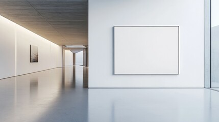 Poster - Sleek White Canvas Frame with Aluminum Border in Modern Gallery Space