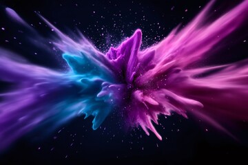 Poster - Colorful powder exploding on black background creating abstract shapes