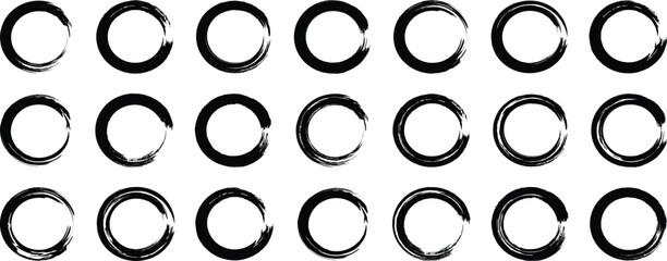 Poster - Grunge circle brush vector illustration. Different circle brush strokes. Different circle brush strokes. Grunge circle brush. Hand drawing circle sketch set