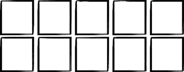 Poster - Straight line brush frame collection. Grunge border set. Rectangle brush frame collection. Grunge square and rectangle frames. Rectangle borders collections