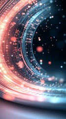 Poster - Colorful lights spiral and shimmer in a digital art composition that conveys a sense of movement and depth in a dark environment