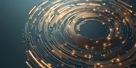 Aufkleber - Glowing lines form a captivating circular pattern, showcasing a blend of modern design and technology. This artwork emphasizes movement and dynamic energy